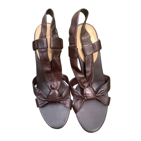 NEW Ralph Lauren Jacqueline Brown Leather Strappy Wood Wedge Sandal 7.5 - Picture 2 of 6